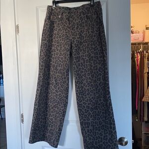 Leopard Print Wide Leg Denim